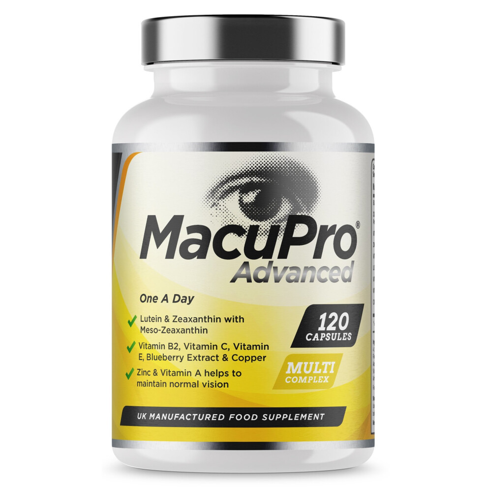 Thermodrone Macupro Advanced Eye Care - 120 Capsules (4 Months) Zeaxanthin, Lutein & Meso Zeaxanthin, Blueberry Extract + Vitamins - Vegan (Hj8u)