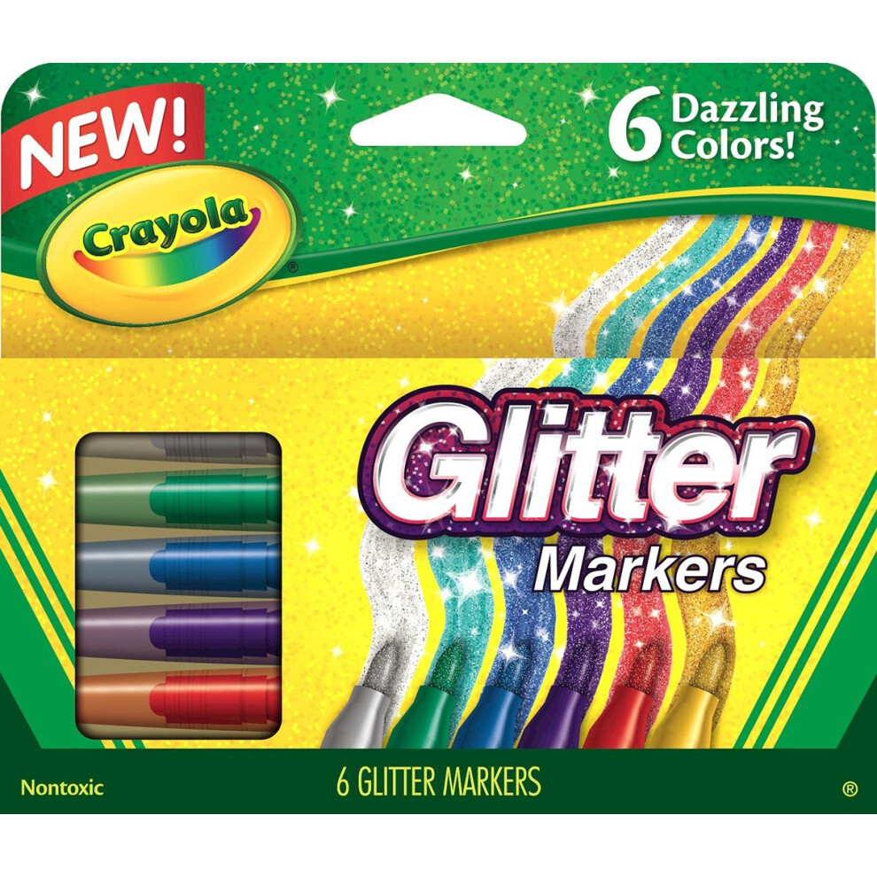 Crayola 588629 801593137070 Glitter Markers, 6 Count, Multi Colored, Pack of 1