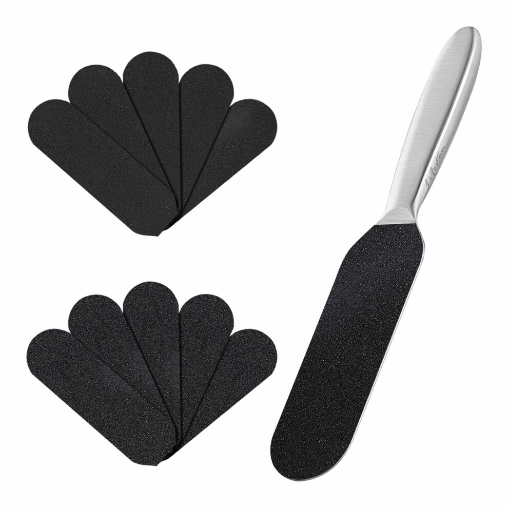 Pedicure Foot File and Callus Remover for Hard Skin Professional, Stainless Steel Foot Rasp File with Ten Free Refill Grits Double-Sided...