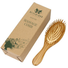 Neverland Beauty 100% Natural Bamboo Hair Brush Detangling Massage Anti-Static Hair Comb Wooden Bristle Cushioned Organic Hairbrush with Gift Box
