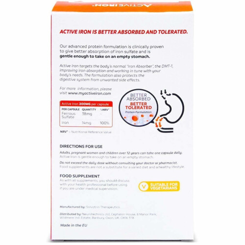 Active Iron | Iron Tablets | Ferrous Iron Sulphate Supplement | Clinically Proven | 1-Month Supply 2