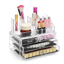 Display4top Jewellery Storage Box Acrylic Cosmetics Lipsticks Make Up Organiser Holder Box (4 Drawers Clear C)
