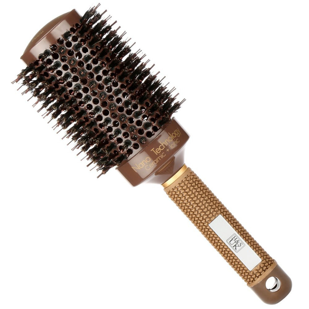 H&S Round Hair Brush Blow Dry Drying Boar Bristle 53mm Large Round Barrel Nano Technology Ceramic Ionic Hairbrush