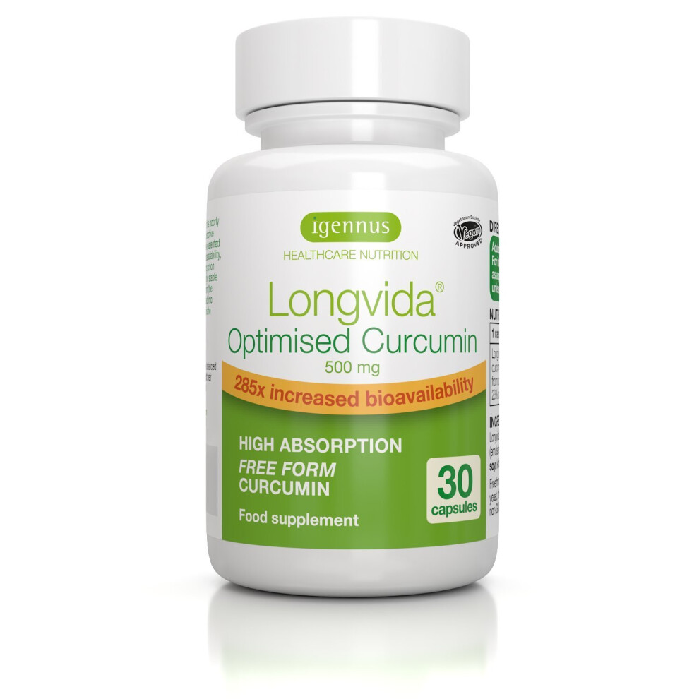 Igennus-Healthcare-Nutrition Longvida Optimised Curcumin 500 Mg, 285X Increased Bioavailability, Vegan, 30 Capsules