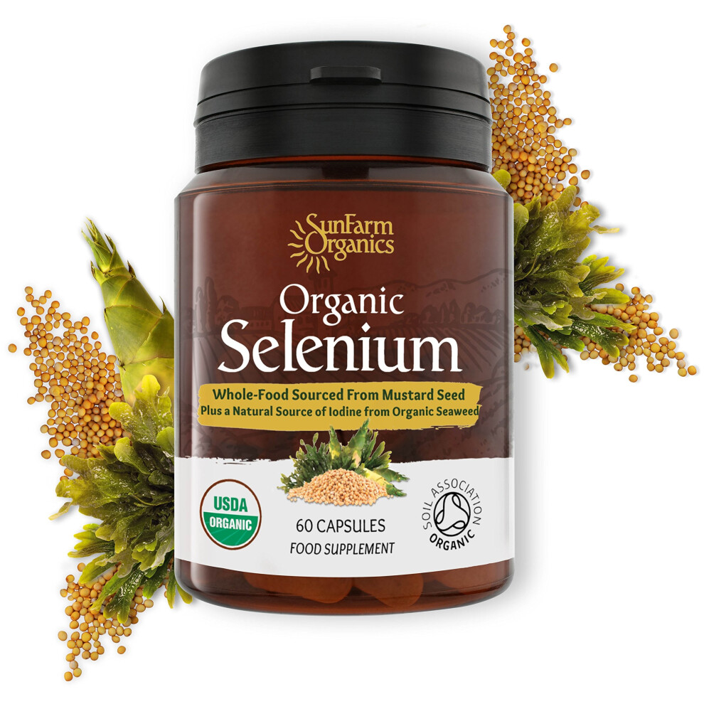 Sun-Farm-Organics Organic Selenium 200Mcg Plus Iodine And Silica - Selenium Contributes To Normal Thyroid And Immune Function Ã¢Â¬Â 2 Month Supply - Whole Food...