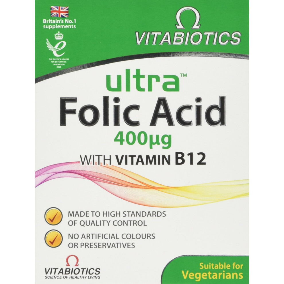 Vitabiotics Ultra Folic Acid Tablets, 60-Count