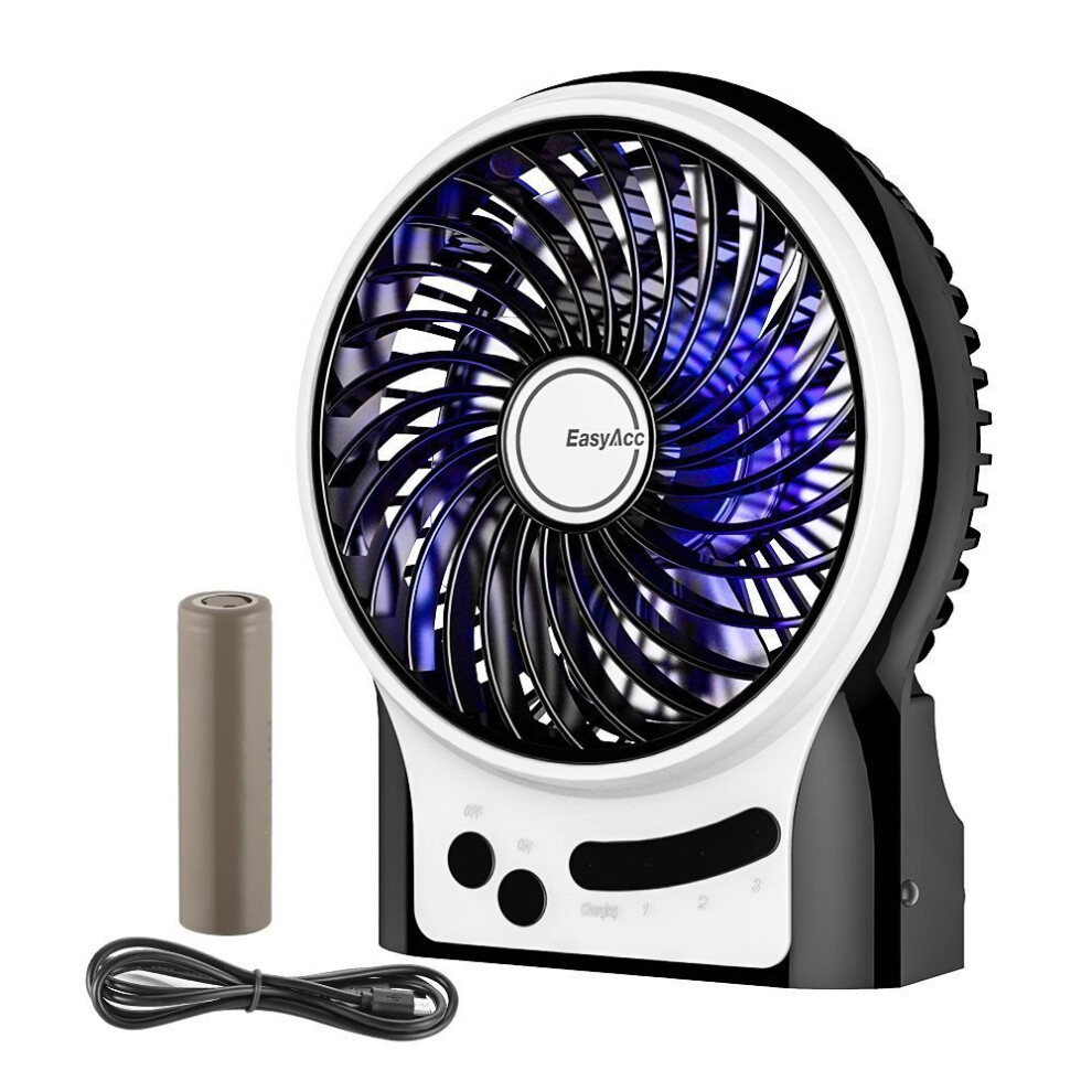 Battery Fan, EasyAcc Rechargeable Fan Protable Handheld Personal Mini USB fan with LG 2600mA Battery,3 Speeds Internal and Side Light,Cooling for...