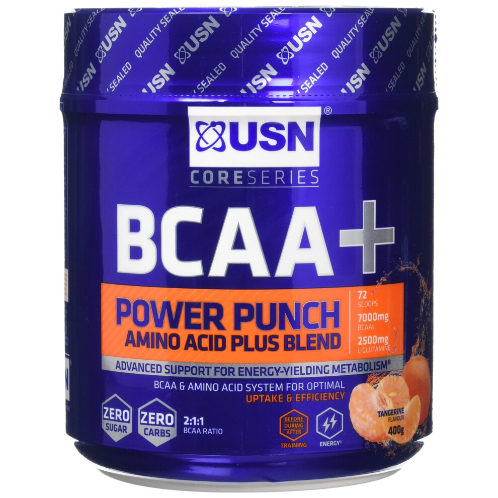 USN BCAA Power Punch Amino Acid Plus Blend, Tangerine, 400 g