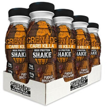 Grenade Carb Killa Fudge Brownie High Protein Shake Bottles 8x330ml - 24g Protein,