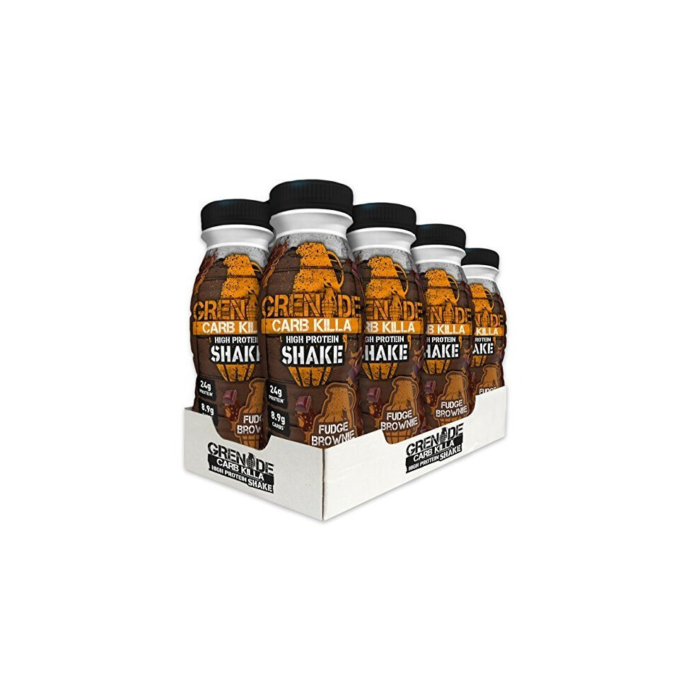 Carb Killa Fudge Brownie High Protein Shake Bottles 8X330ml - 24G Protein, Grenade