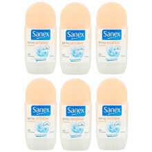 Sanex Deodorant Roll-On Women Dermo Sensitive for Sensitive Skin - Pack of 6 x 50 ml