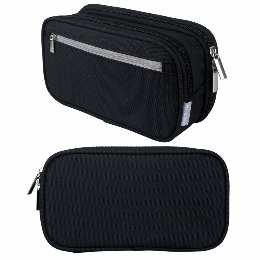 Pencil Case, Large Capacity Pencil Cases Pen Case Pencil Bag Pouch with Big Compartments for School Student Boys Girls and Office, Black