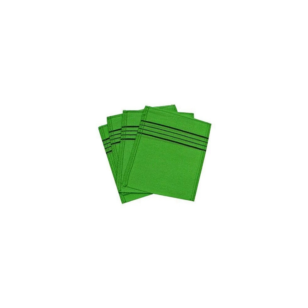 Korean Italy Towel Exfoliating Bath Washcloth [4 Pcs] (Green) Techef Home
