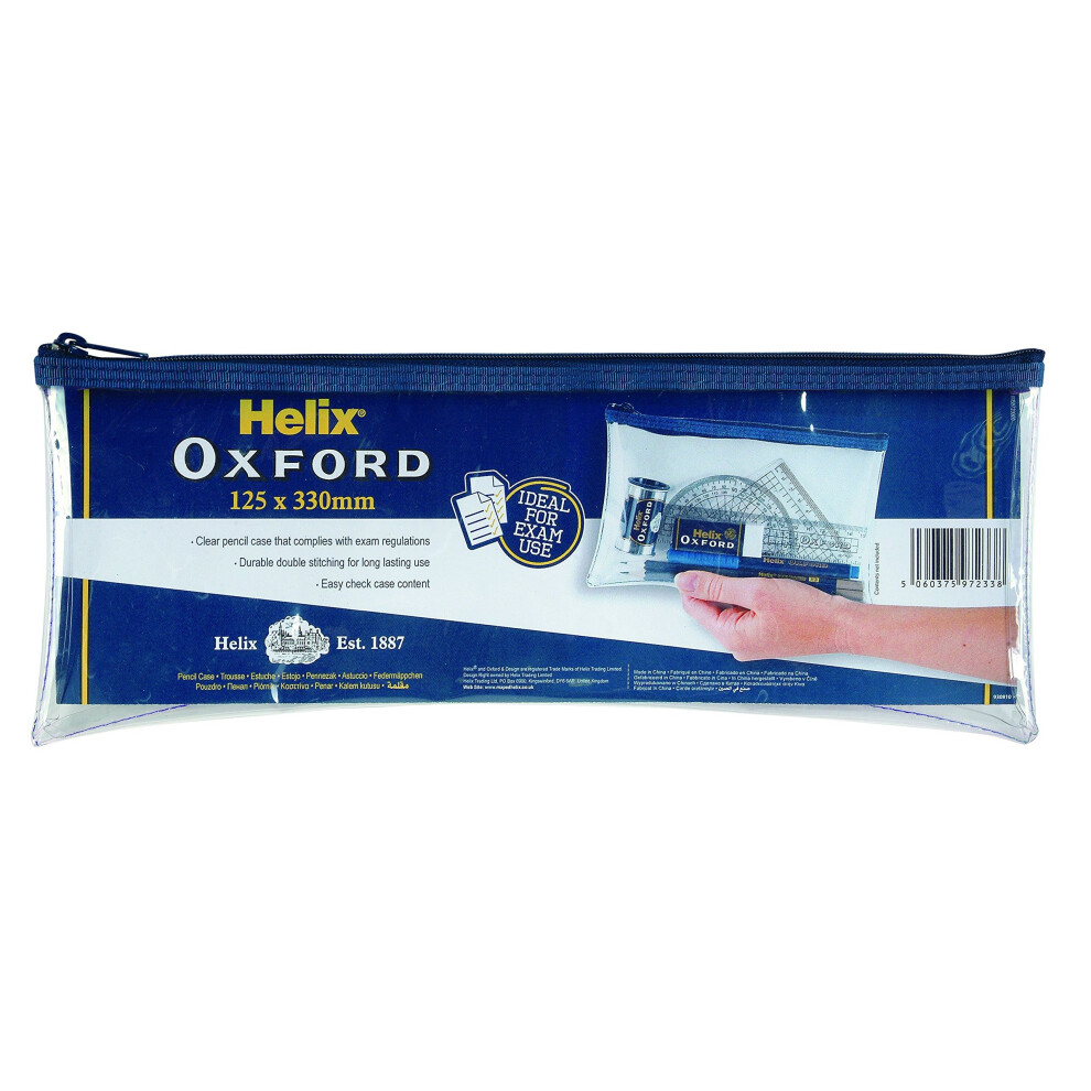 Helix Oxford 13 inch Clear Pencil Case