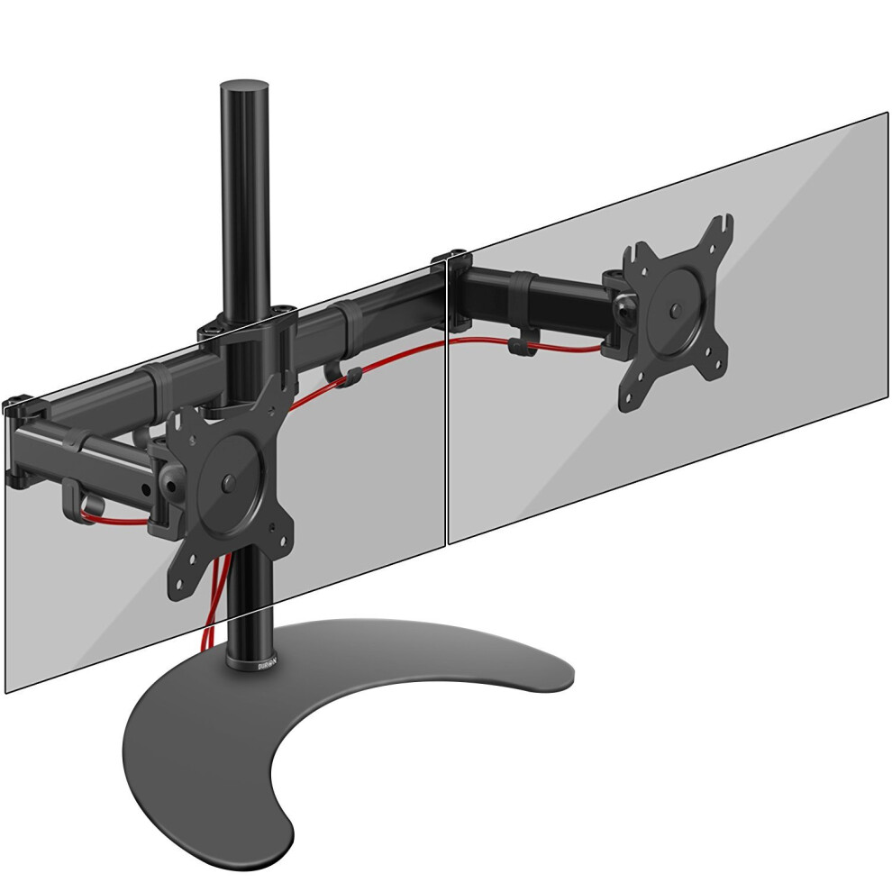 Duronic Steel DM25D2 Double Twin LCD LED Freestanding Desk Mount Monitor Arm Stand Bracket with Tilt and Swivel + 10 Year Warranty - (Adjustable...