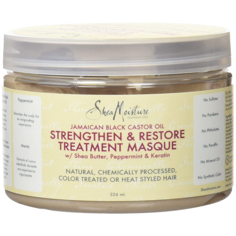 Shea Moisture Jamaican Black Castor Oil Strengthen/Grow and Restore Treatment Masque, 326 ml
