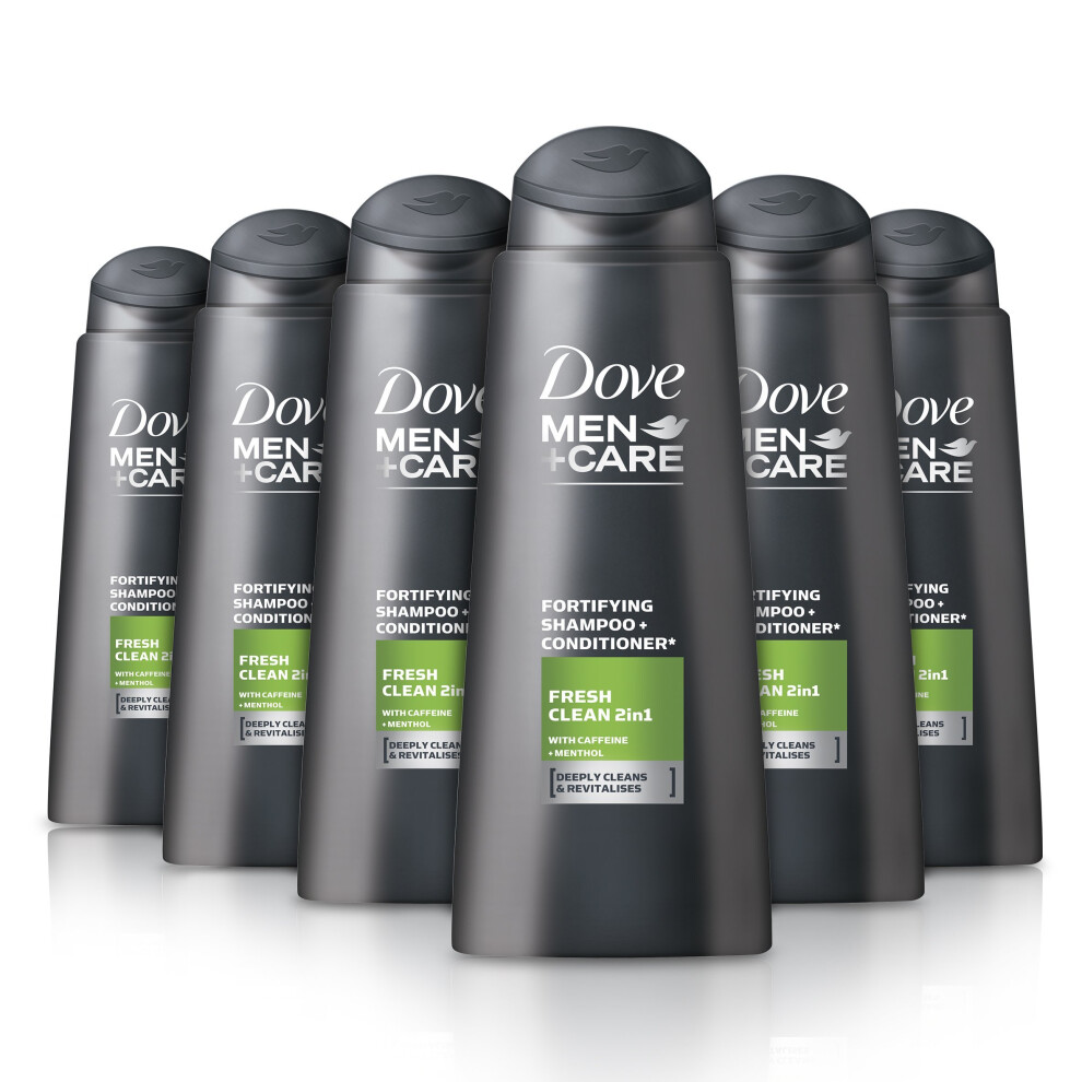 Dove Men+Care Fresh Clean 2in1 Shampoo and Conditioner 400ml (Pack of 6)