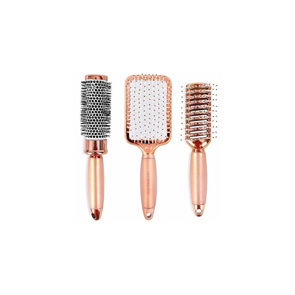 Lily England Rose Gold Hair Brush Set - Luxury Professional Hairbrush Gift Set for All Hair Types