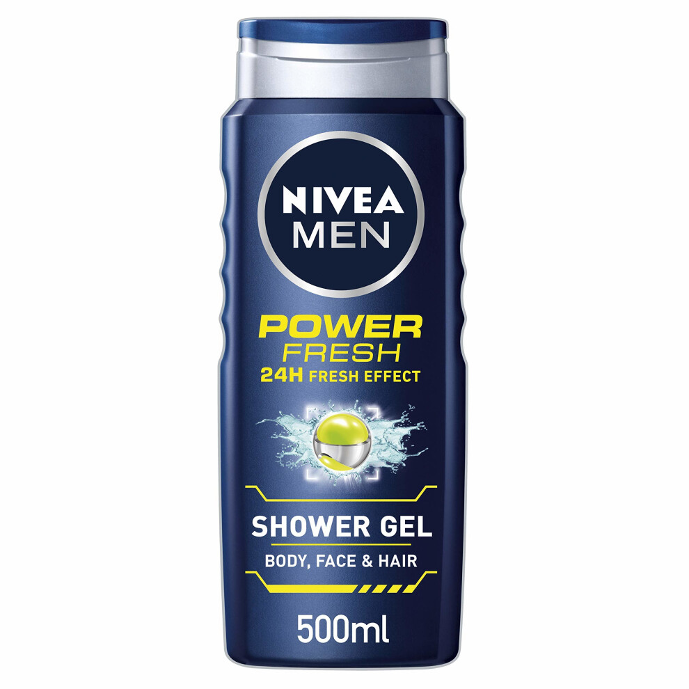 NIVEA MEN Shower Gel, Power Refresh, 500 ml, Pack of 6