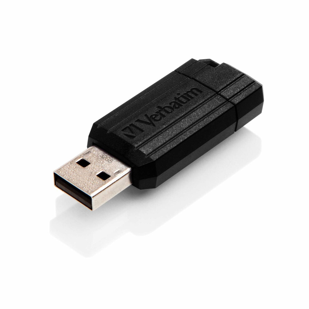 Verbatim 49064 32GB PinStripe USB 2.0 Flash Drive - Black