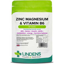 Lindens Zinc Magnesium & Vitamin B6 Tablets | 90 Pack | Contributes Towards Normal Skin, Bones, Muscle Function, Joints, Metabolism, Energy &...