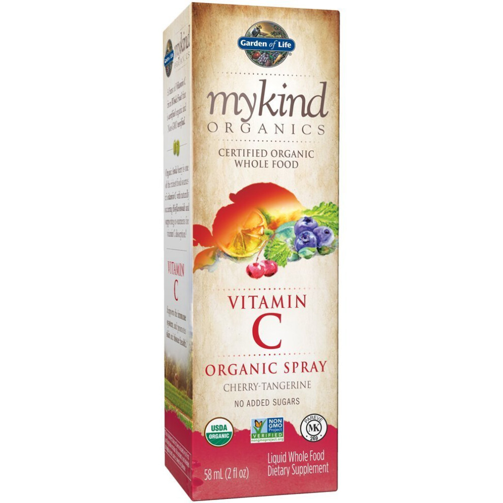 mykind Organic, Vitamin C Organic Spray, Cherry-Tangerine - Garden of Life