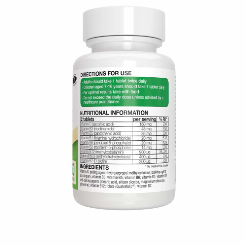 Super B-Complex - High Strength B Vitamins with folate, B6 & B12 plus vitamin C, 60 tablets 2