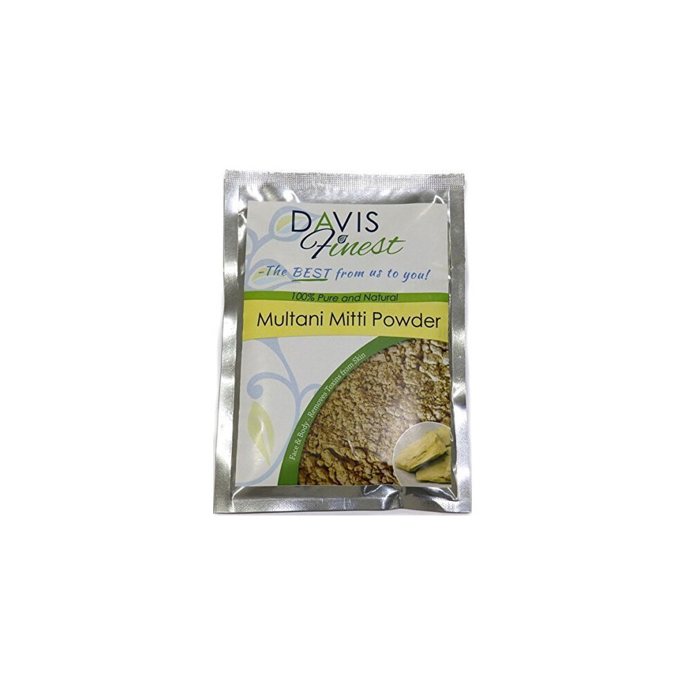 Davis-Finest Davis Finest Multani Mitti Powder - Pure Natural Fullers Earth Bentonite Indian Healing Clay Mask For Skincare & Haircare - Smooth Skin Brightener...