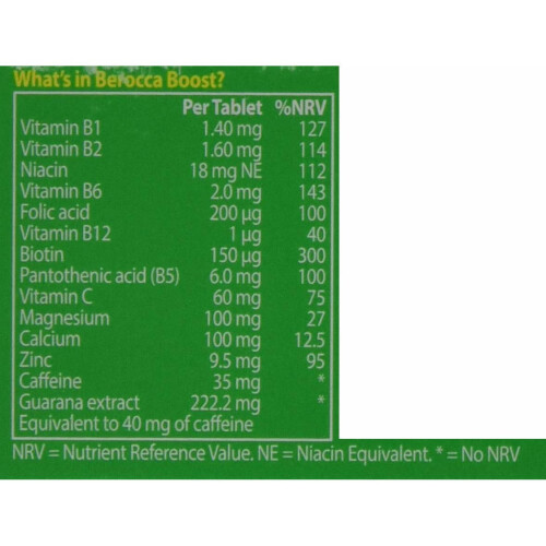 Berocca Boost Vitamin, Minerals and Guarana Effevescent 20 Tablets 1