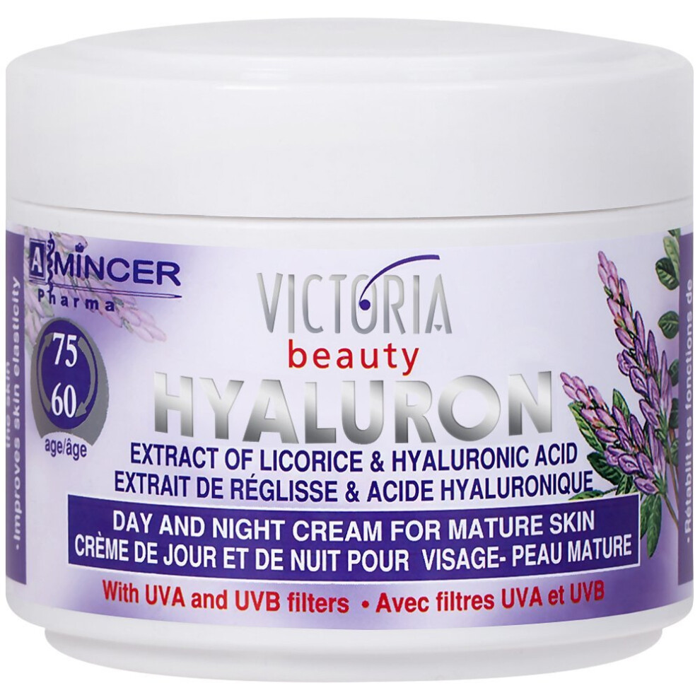 Victoria-Beauty Cream Hyaluron Anti-Wrinkle With Licorice Extract - For Mature Skin (Age 60+) - Intensive Natural For Day & Night With Uv Filters