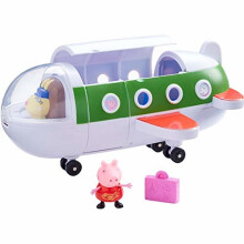 Peppa Pig Air Peppa Jet Figure (C-06227) - Free-wheeling jet, open cockpit, articulated Peppa, Miss Rabbit pilot, folding stairs, baggage compartment