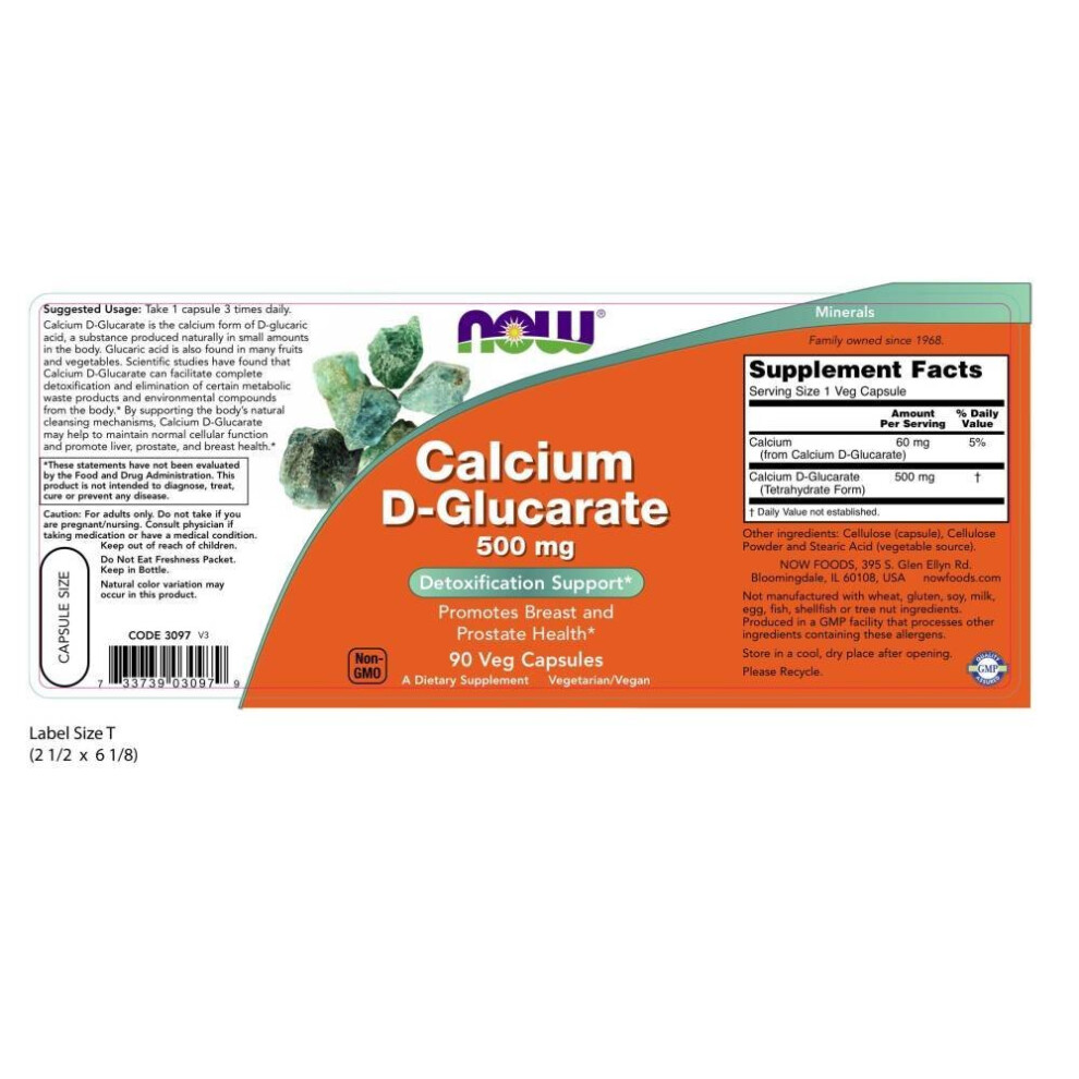 Now Foods Calcium D-Glucarate, 500Mg - 90 Vcaps