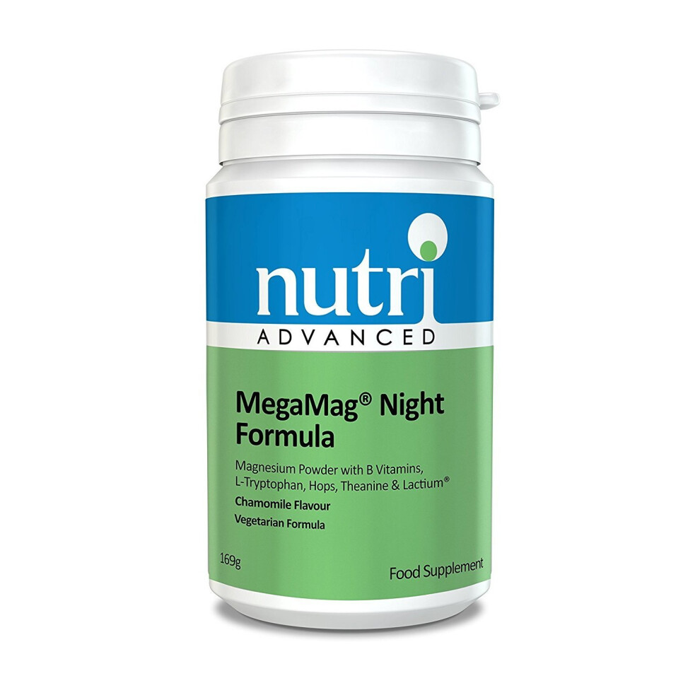 Nutri-Advanced Megamag Night Formula - 169G - Chamomile - Powdered Magnesium, L-Tryptophan, Hops, L-Theanine & Lactium