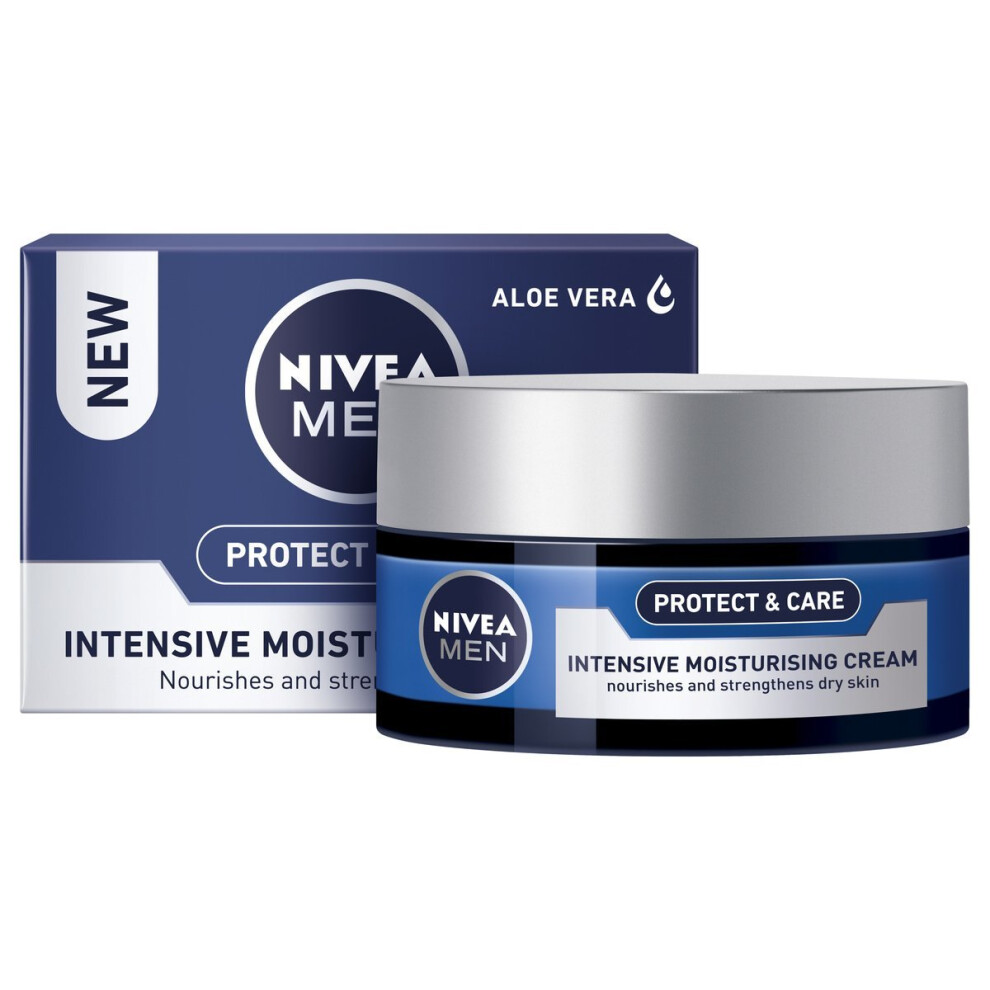 NIVEA MEN Intensive Moisturising Face Cream, Protect & Care, 50 ml, Pack of 3