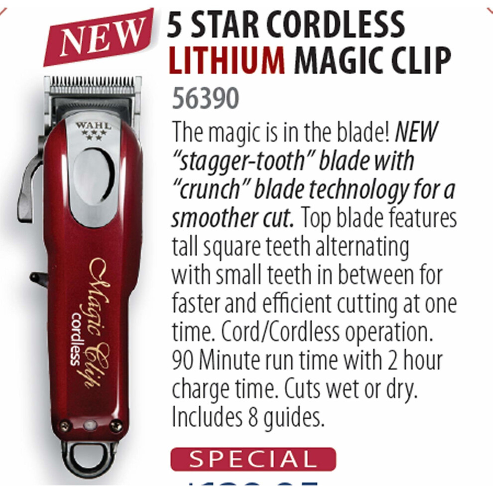 WAHL Cordless Magic Clip C-8148 - 90+ Minute Runtime, Cord/Cordless Cutting, 2161 Precision Blade & Taper Lever