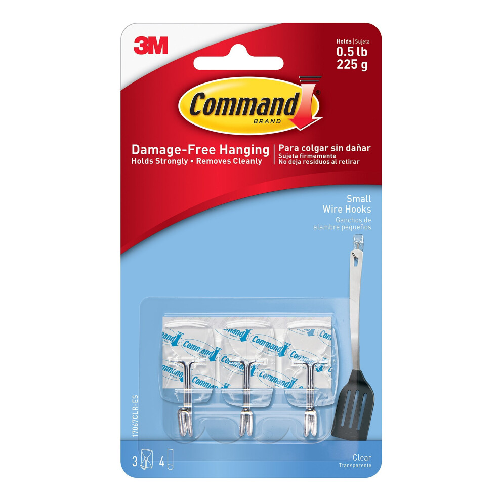 Command 17067CLR Small Wire Clear (3 Hooks, 4 Strips/pk)
