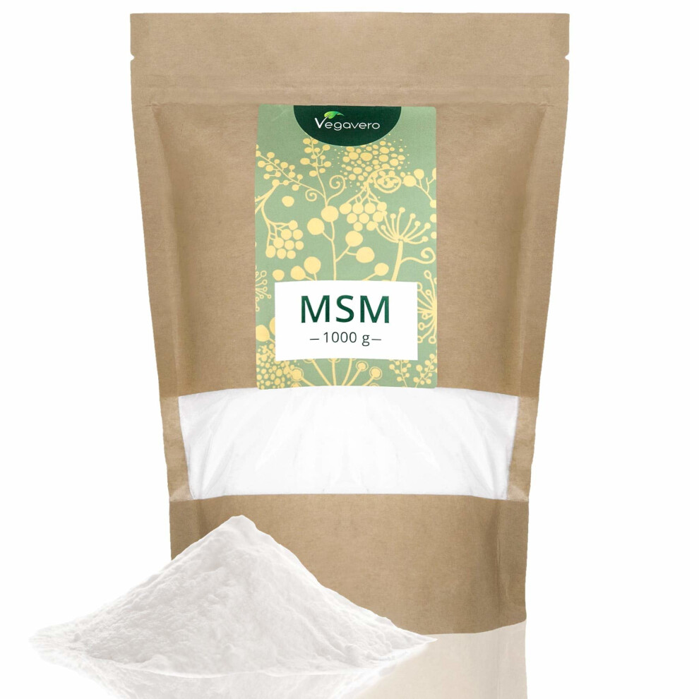 MSM (methylsulfonylmethane) 99.9% Pure by Vegavero | 1 Ingredient - NO ADDITIVES, ANTI-CAKING AGENTS | Highly Dosed Sulphur | 1 kg Pure Powder...