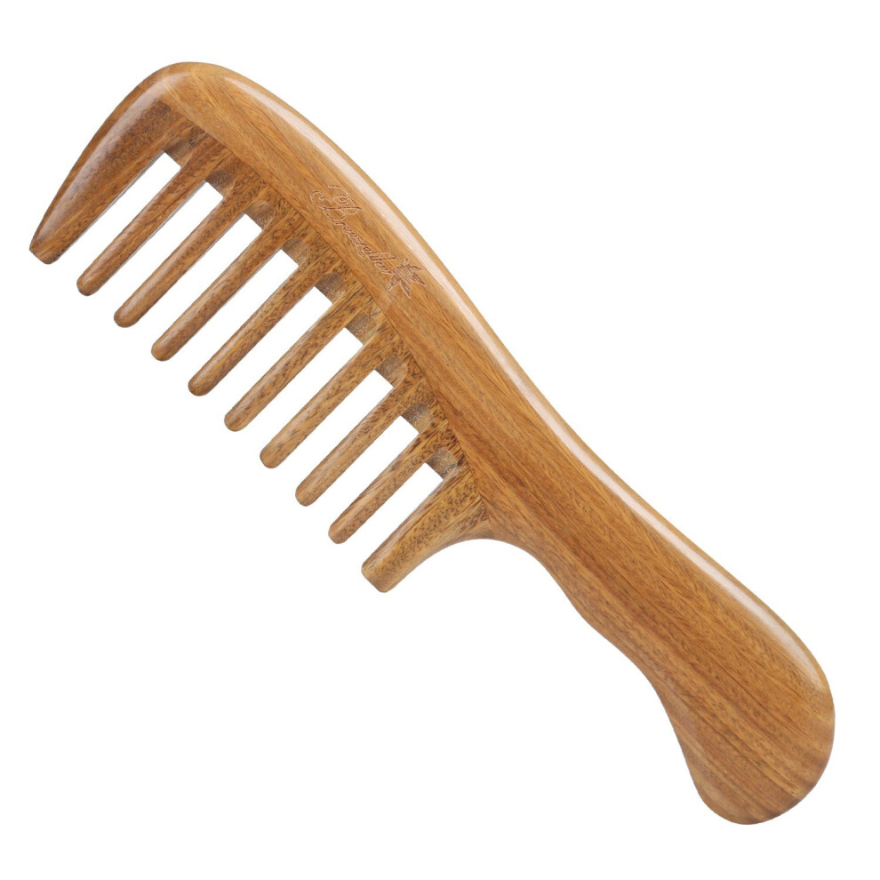 Breezelike Hair Comb For Detangling - No Static Wooden Wide Tooth Comb - Natural Wood Aroma Sandalwood Comb For Women, Men And Kids