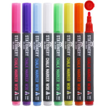 Stationery Island Chalk Pens W30 3mm Fine Bullet Nib - Wet Wipe Erase Chalk Markers Pack of 8 Colours