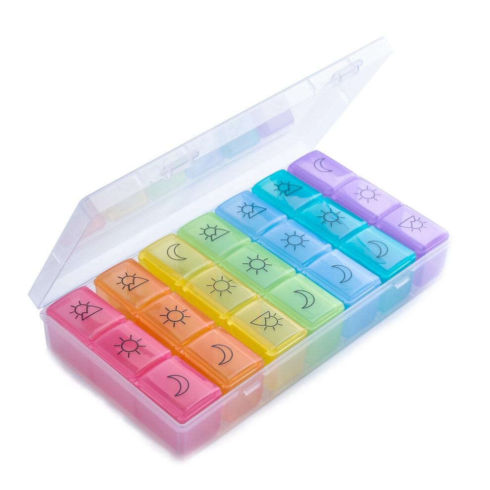 Pill Box Organiser 7 Day, Opret Pill Dispenser Weekly 3 Times a Day with case for Travel, Vitamin Fish Oil Container Planner BPA Free...
