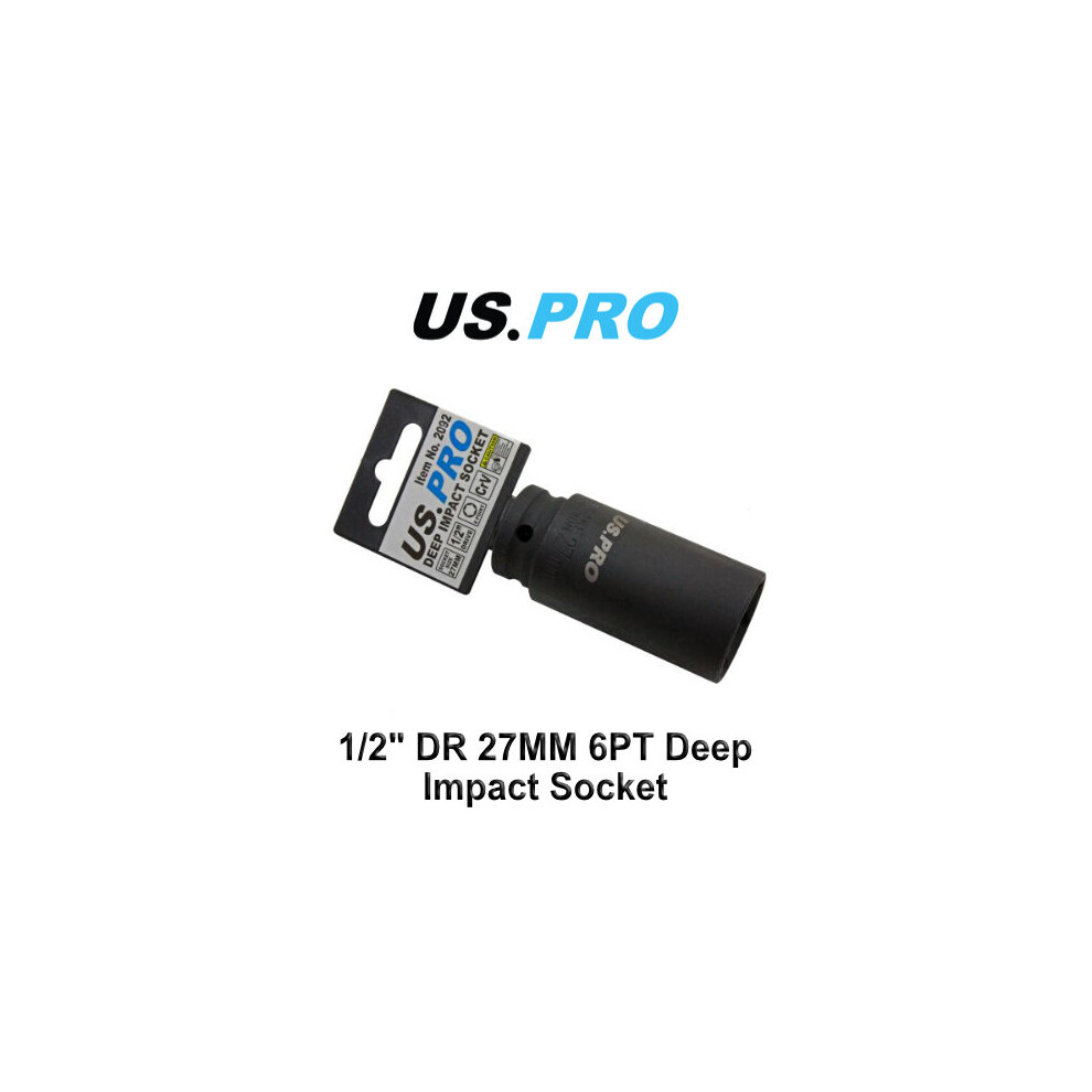 US PRO 27mm 1/2 dr 6pt Deep Impact Socket 2092