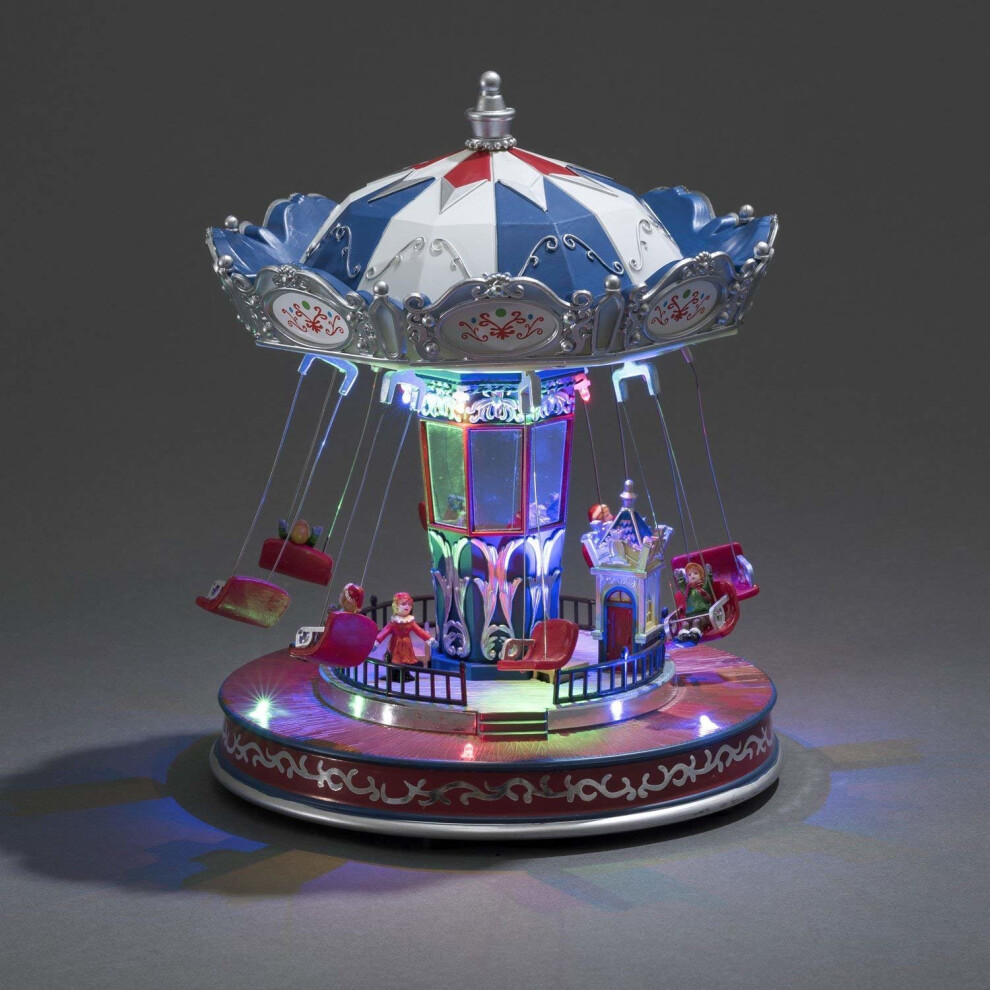 Christmas 29cm LED Xmas Musical Rotating Fairground Swing Carousel