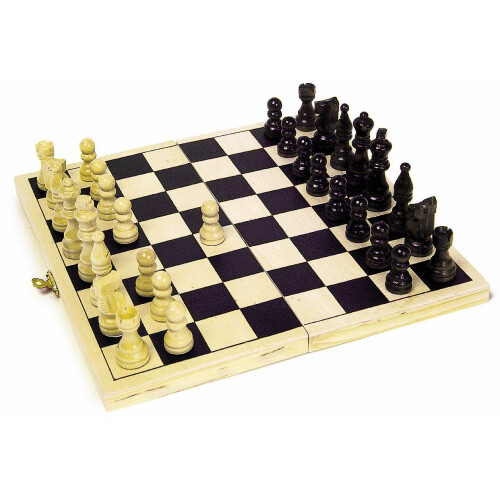 Jeu d'échecs en bois pliable 26x26 cm 1