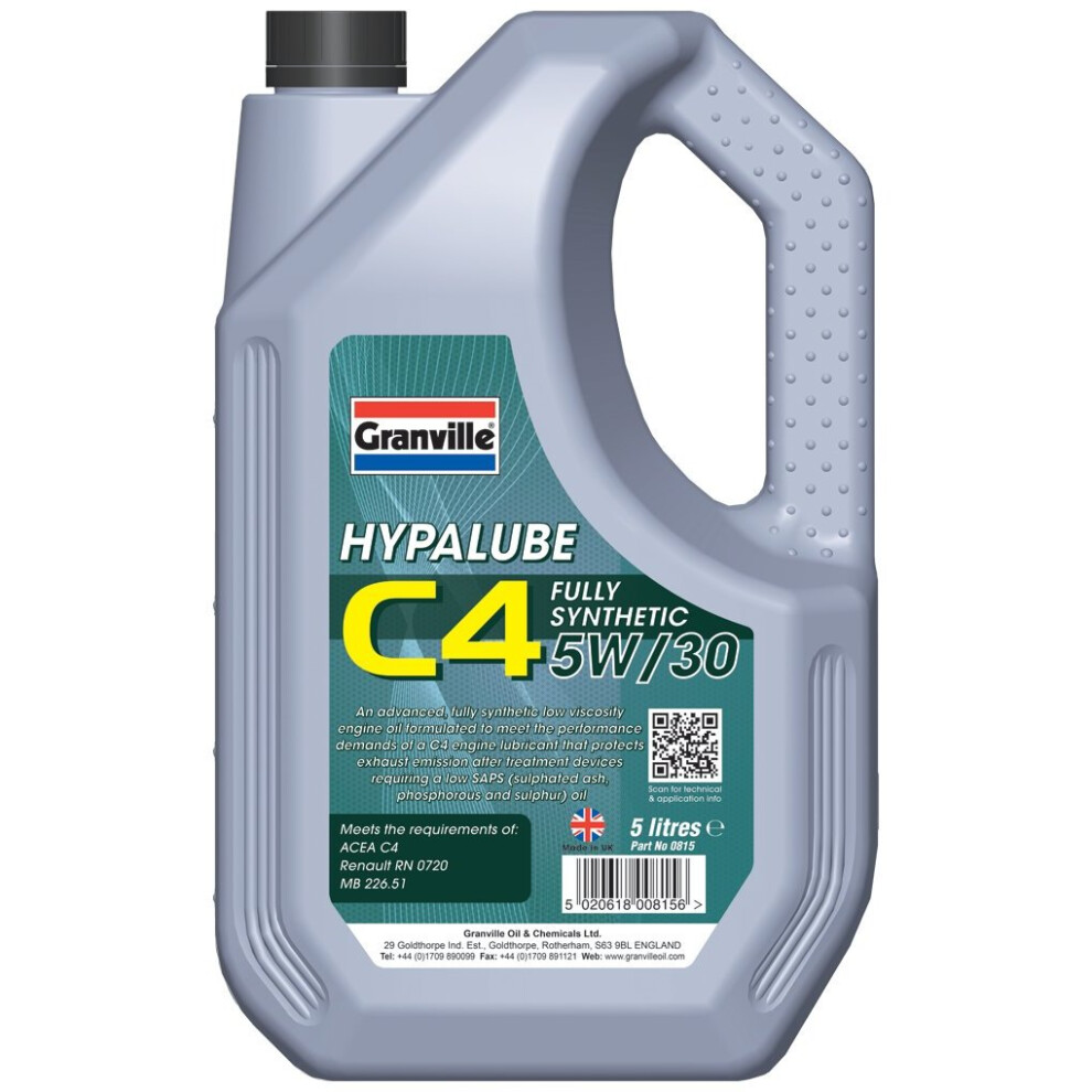Granville 0815 Hypalube C4 5W/30 Engine Oil, 5 Liters