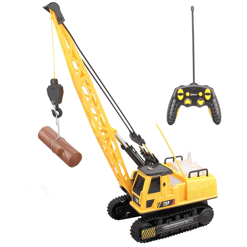 Top Race 12 Channel rc Remote Control Crane tractor , Battery Powered Radio Control Construction Crane With Lights & Sound (TR-114)