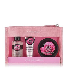 The Body Shop Festive Skincare Beauty Bags - Argan Oil-British Rose-Strawberry-Mango-Shea-Coconut-Moringa-Fuji Green Tea (British Rose)