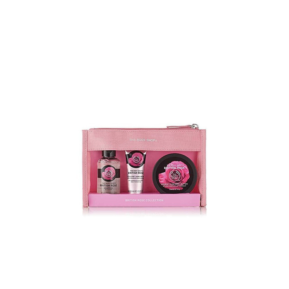 The Body Shop Festive Skincare Beauty Bags - Argan Oil-British Rose-Strawberry-Mango-Shea-Coconut-Moringa-Fuji Green Tea (British Rose)