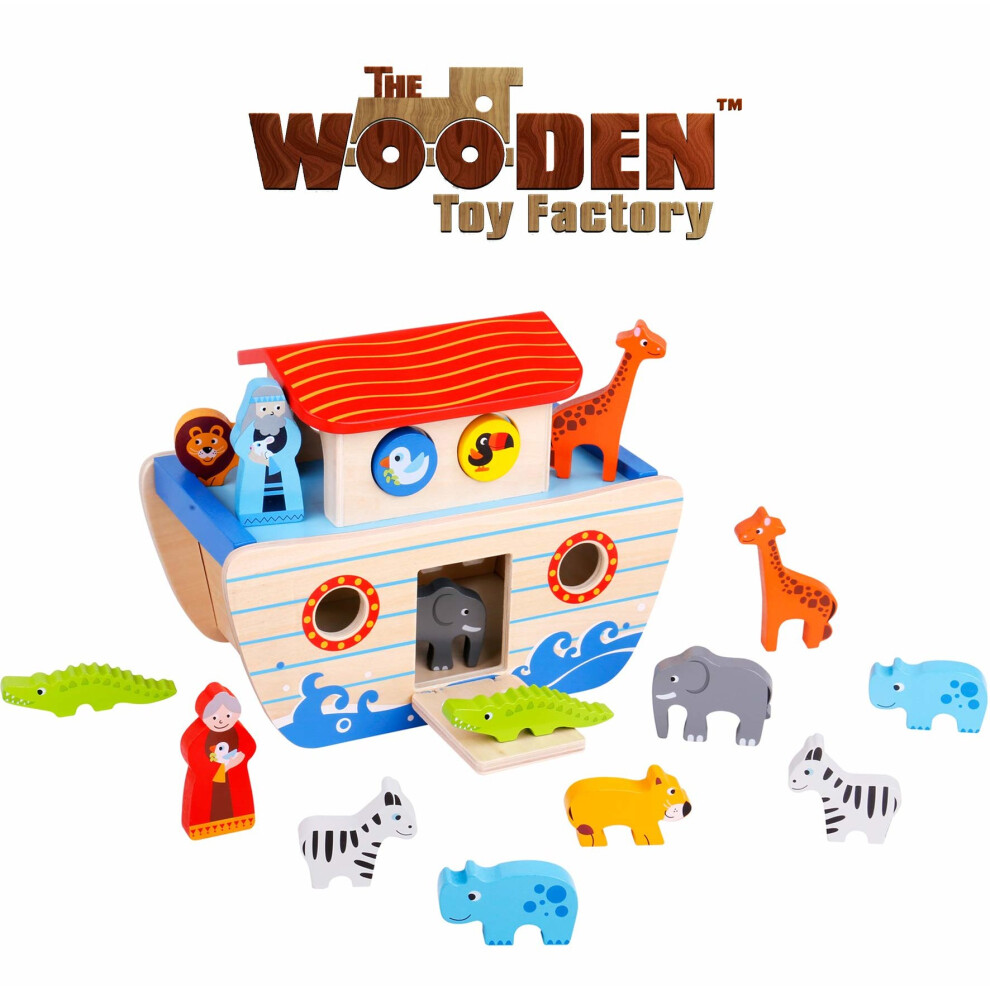 The Wooden Toy Factory - Noah's Ark Playset Wooden Shape Sorter - Educational Toy