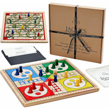 Jaques of London Snakes and Ladders & Ludo on a Beautiful Solid Wooden Reversible Board - Complete with Wooden Playing Pieces - On Your Side Since...