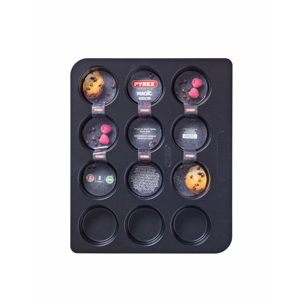 Pyrex MG12BU6 Magic Muffin Tray, Black